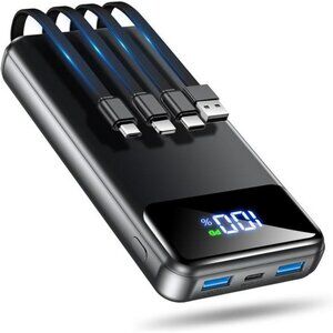 Portable Charger 50000mAh Power Bank Fast Charging USB C Built In Cables